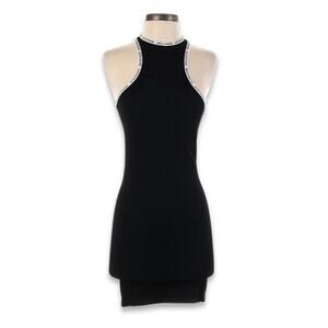 Iets Frans Bodycon Dress Logo Tape Accents Racerback Mini Sporty Black W S NWOT
